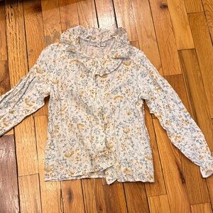 Charming Floral Kids Blouse - Yellow and White